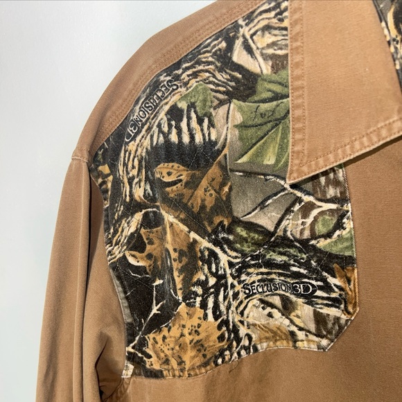 Cabela's Long Sleeve Button Down Woodland Camo Seclusion 3D Sz 2XL Tall - Picture 4 of 7